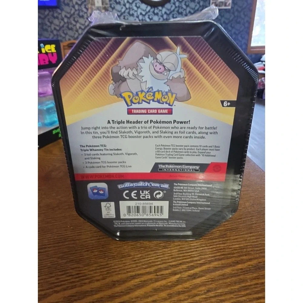 Pokémon TCG Triple Whammy Dragon Back SLAKING Collector Tin With 3 Booster Packs